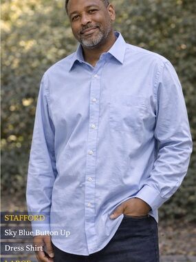 Stafford Sky Blue button up Dress Shirt LARGE